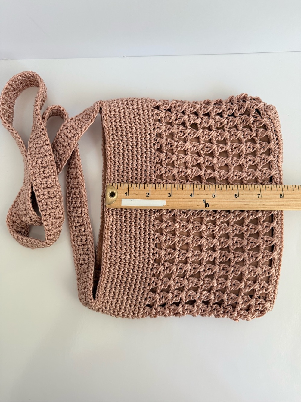 Handcrafted Crochet Crossbody Bag - Blush - Picture 4 of 6